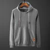 2020 Heren Hooded Wol Trui Herfst Warm Winter Patchwork Lange Mouw Slim Fit Kleding Gebreide Casual Mannelijke Trui Pull Hommep0805