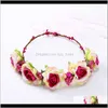 Jewelry Drop Delivery 2021 Many Colors Adjustable Lace Beach Bohemian Flower Headband Garland Crown Festival Wedding Bride Bridesmaid Hair Wr