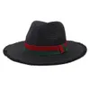 قبعة من القش فيدورا مناسبة للسفر في الهواء الطلق لقضاء إجازة الشمس الظل بنما الجاز قبعة للشاطئ للرجال والنساء قبعة كبيرة بحواف للحماية من أشعة الشمس