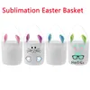 Sublimation Easter Bunny Bucket Festive Polyester Plush Ears Rabbit Basket White DIY Candy Gift Tote Bag Reusable Grocery Bags DIY Craft Decoration