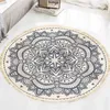 Nordic Round Carpets Böhmen Etnisk Tassel Gul Mandala Matta Vardagsrum Bomull Linen Big Mattor Modern Classic 120cm Mats 210626