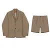 IEFB Men's Korean Streetwear Casual Back Elastic Suit Shorts + Long Lseeve Loose Blazers Two Pieces Set Loose Clothing 9Y6598 X0909