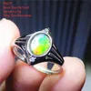 Kluster Ringar Naturlig Ammonit Ammolite Färgrik Grön Justerbar Ring 9x7mm Ädelsten Kvinna Klar Pärlor 925 Sterling Silver Fashion