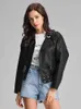 Faux Leather Jacket Women Harajuku Coats Motorcycle Biker s Boy Friend Bat Sleeve PU Black Short 210430