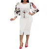 Casual Dresses Office for Ladies 2021 Formal Business Plus Size Temperament Pendlare BodyCon Lantern Sleeve High Split Elegant DRE290W