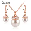 Earrings & Necklace ARUEL Imitate Pearl Drop Jewelry Sets For Women Trendy Rose Gold/Silver Plated Crystal Wedding Gifts