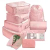 9pcs Set Travel Pack Pack de bagages Organisateur de vêtements Cas de stockage de haute qualité Sac de toilette cosmétique ACCESSOIRES DE VOYAGE 211236D