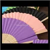 Favor Festive Supplies Home & Garden Drop Delivery 2021 19 Colors Folding Paper Bamboo Hand Fans Outdoor Wedding Favors Party Event Decoratio