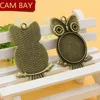 20st Metal Owl Pendats Halsband Inställningar Fit 20mm 25mm rund cabochon bas DIY Pendant Blank Tray Bezel Jewelry Accessories288V