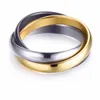 Bagues en acier inoxydable à triple emboîtement avec dôme uni et résistant au ternissement, bague de mariage 3 en 1 pour hommes et femmes X0715