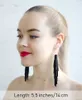 Boho Style Black Leather Tassel Earrings Statement Fringe Earrings267R