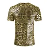 Men's T-Shirts Shiny Silver Metallic Nightclub Wear T Shirt Men 2021 Snake Pattern Stage Prom Shirts Mens Slim Fit Oneck T-sh238F