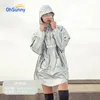 Long Waterproof Raincoat Woman Silver Outdoor Motorcycle Trench Coat Rain Poncho Jacket Camping RainWear Hiking Rain Clothing