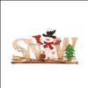クリスマスの装飾お祝いパーティー用品ホームガーデンビレッジ木製品サンタクロース雪だるまの装飾品ナビダード年デスクトップデコレット