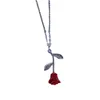 Romantisk röd ros hängsmycke halsband Alla hjärtans dag present mode halsband för flickvän designer kvinnor smycken halsband gga4745