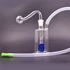 Pipa de fumar de vidrio portátil Bong mini 10 mm Quemador de aceite femenino Cachimba Grueso Pyrex Embriagador Reciclador de viaje Bongs Plataformas de aceite con recipiente de aceite y manguera