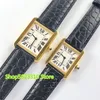 Classique marque chaude montre en cuir véritable numéro romain cadran 24mm 27mm Rectangle Quartz montre-bracelet femmes hommes couple marque montres