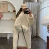 HSTAR Faux Fur Coat Kobiety Casual Koreański Luźne Bluzy Futrzany Gruby Nietoperz Rękawie Ciepłe Długie Faux Rabbit Fur Kurtka Zimowy Płaszcz 211007