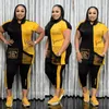 Dostyki plus size Dwuczęściowe Ubrania Afryki 2021 Dashiki Modne paski litery Suit Top Spodni Super Elastic Party dla O269i