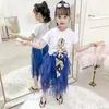 Zestawy odzieżowe Summer Girls 2 sztuk Zestaw Baby T Shirt + Tutu Spódnica Ubrania Kids Garnitur Dla Dzieci Patch Regulowany Pałąk Siatki