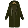 Casaco de inverno outono mulheres moda casual longo zíper com capuz jaqueta vintage plus size outwear casaco 5xl 210419
