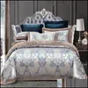 Bedding Sets Supplies Home Textiles & Garden Bedroom Four-Piece Quilt Er Luxury Embroidery Pure Cotton Jacquard Fashion Simple Family El Set