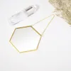 Nórdico minimalista decoração de casa forma geométrica ouro latão hexagonal casa de banho espelho de maquiagem