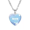 Colliers de pendentif en verre de cristal en forme de coeur pour femme femme bijoux coeur Collier de la fête des mères pour cadeau de maman