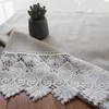 Rideaux rideaux cuisine courte en lin de coton nordique avec demi-dentelle blanche