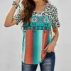 Summer Fashion Koszula Leopard Grafika T Shirt Kobiety Tops Base V-Neck Tees Kiss Geometryczne Śmieszne Kobiety Tshirt 210521