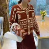 PERHAPS U Women Short Thin Sweater Knitted O Neck Crew Neck Cardigan Button White Black Brown Geometric Outwear Autumn M0236 210529