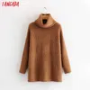 Maglioni donna Tangada maglioni dolcevita oversize moda invernale maglione lungo cappotto manica a pipistrello felpa natalizia HY135 210922