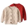 Iyeal Kids Geboren Brei Trui Kinderkleding Mode Toddler Tops Jacket Girl Trui Gebreide Katoenen Jongen Sweater Cardigan 211106