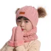 3pcs barn vinter stickade hatt halsduk handskar med varm fleece fodrad för barn flickor pojkar på 1-3 år