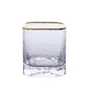 Nordic Style Transparent Gouden Rim Vierkant Hamer Patroon Home Glas Waterbeker Sap ontbijt Koffiemok Wijnglazen