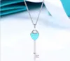 TIF2021 New Heart-shaped Key Pendant Female Blue Heart-shaped Pink Heart-shaped Clavicle Key Necklace G1105