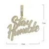 Halsketten mit Anhänger „Stay Humble“, voll gepflastert, Bling 5A CZ, Hip-Hop-Rapper-Männer, hochwertiger Schmuck290r