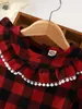 Toddler Girls Buffalo Plaid Flounce Sleeve Ruffle Trim Dress SHE