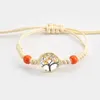Charm Bracelets 1pcs Fashion Boho Flower Tree Bracelet Glass Clear Ball Weave Adjustable Bangle For Women Girls Jewelry Gifts Kent22