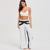 color block wide leg pants