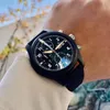 Wristwatches Luxury Mężczyźni Piloci Steel Sapphire Double Quartz Chronograf Płótno Zielony Skórzany Zegarek Kawy Czarny Żółty