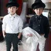 ملابس الأطفال ربيع جديد طويل الأكمام للأطفال أزياء بوي الطفل الأبيض كل مباراة أسود عارضة قميص 210331