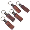 Anpassad Personlig Läder Keychain Pendant Beech Wood Carving Nyckelringar Bagage Dekoration Key Ring DIY Semestergåva