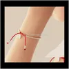 Bracelets à breloques Jewelrysale S925 Sterling Sier Perles Bracelet À La Main Lucky Red Rope Bangle Njewelry Dff0550 Drop Delivery 2021 P4Mhi