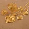 Anniyo Herz Dubai Schmucksets äthiopische Halsketten Ohrringe Ring Armreif Afrikanische Goldfarbe Arabische Hochzeit Braut Mitgift #020506 H1022