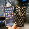 Luxury Designer Lambskin TPU Телефонные чехлы для iPhone 13 12 11 Pro Max XS XR 8 7 плюс 6D гальванический квадратный алмазный чехол для защитника