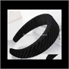 Headbands Hair Jewelryins Tal Strip Svamp Headband Mti-Color Wide Brim Womens Smycken Solid Färg Head Buckle Drop Leverans 2021 FJAEM