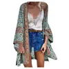 Damskie Bluzki Koszule Kobiety Vintage Kwiatowy Szyfon Mały Świeży Prosty Długi Sunscreen Bluzka Luźna Szal Kimono Cardigan Boho Tops Beach W