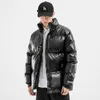 Woodvoice Winter Jacket Män Casual Wear Polded Warm Coat Manlig PU Läder Tjockad Coat Man Vindtät Fashion Black Coat 210916