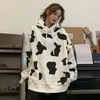 Kobiety Oversize Drukowane Krowy Streetwear Jesień Cartoon Bluzy Kurtka Z Długim Rękawem Bluzy 11827 210508